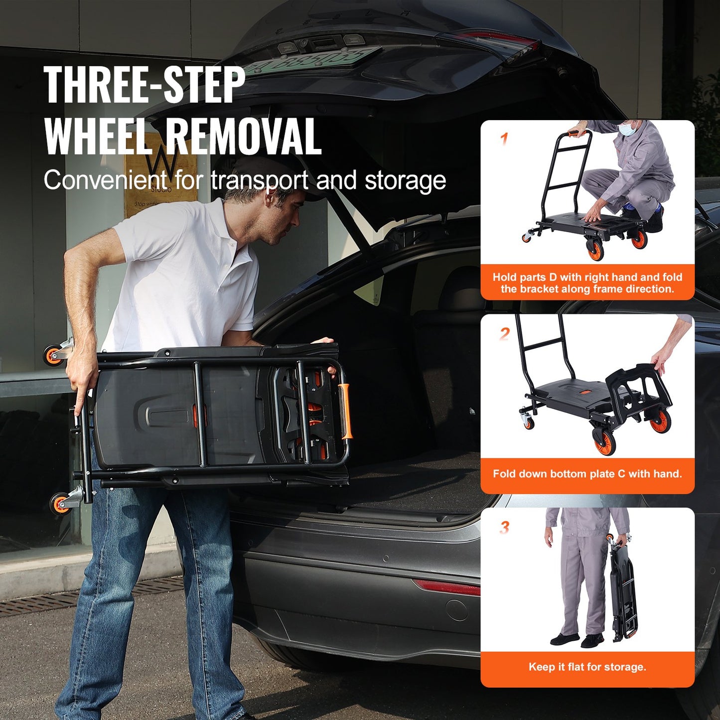 VEVOR Aluminum Hand Truck, 2 in 1, 136 kg Max Load Capacity, Heavy Duty Industrial