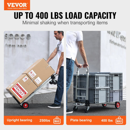 Heavy Duty Aluminum Convertible Hand Truck and Platform Cart, 181 kg Capacity
