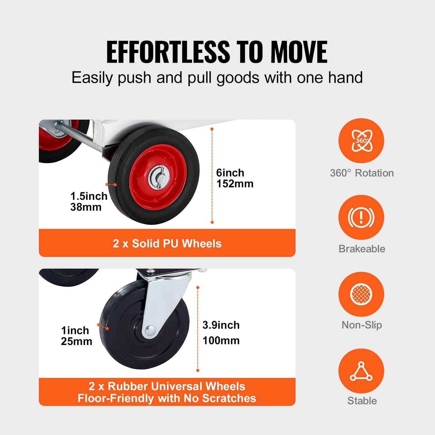 VEVOR Aluminum Hand Truck, 2 in 1, 181 kg Max Load Capacity, Heavy Duty Industrial