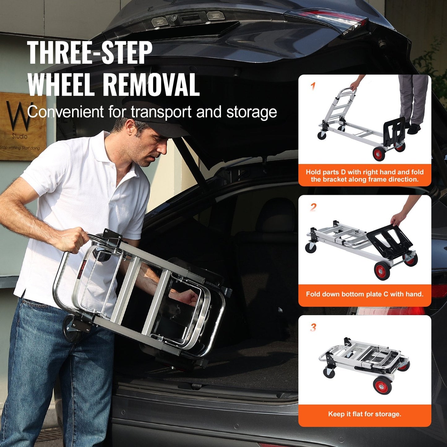 Heavy Duty Aluminum Convertible Hand Truck and Platform Cart, 181 kg Capacity
