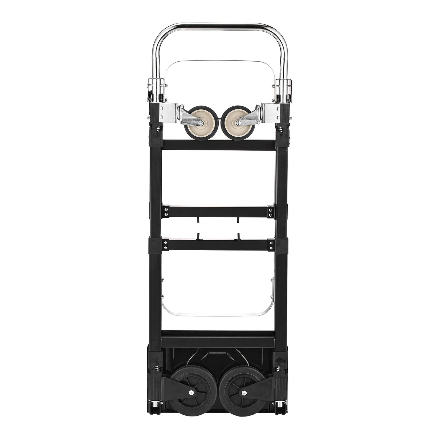 2 in 1 Folding Hand Truck, 226.9 kg Load Capacity for 4-Wheel Mode, Convertible Hand Truck Dolly with Wheels & Adjustable Handle, Portable Trolley Dolly for Moving Home, Office, Warehouse