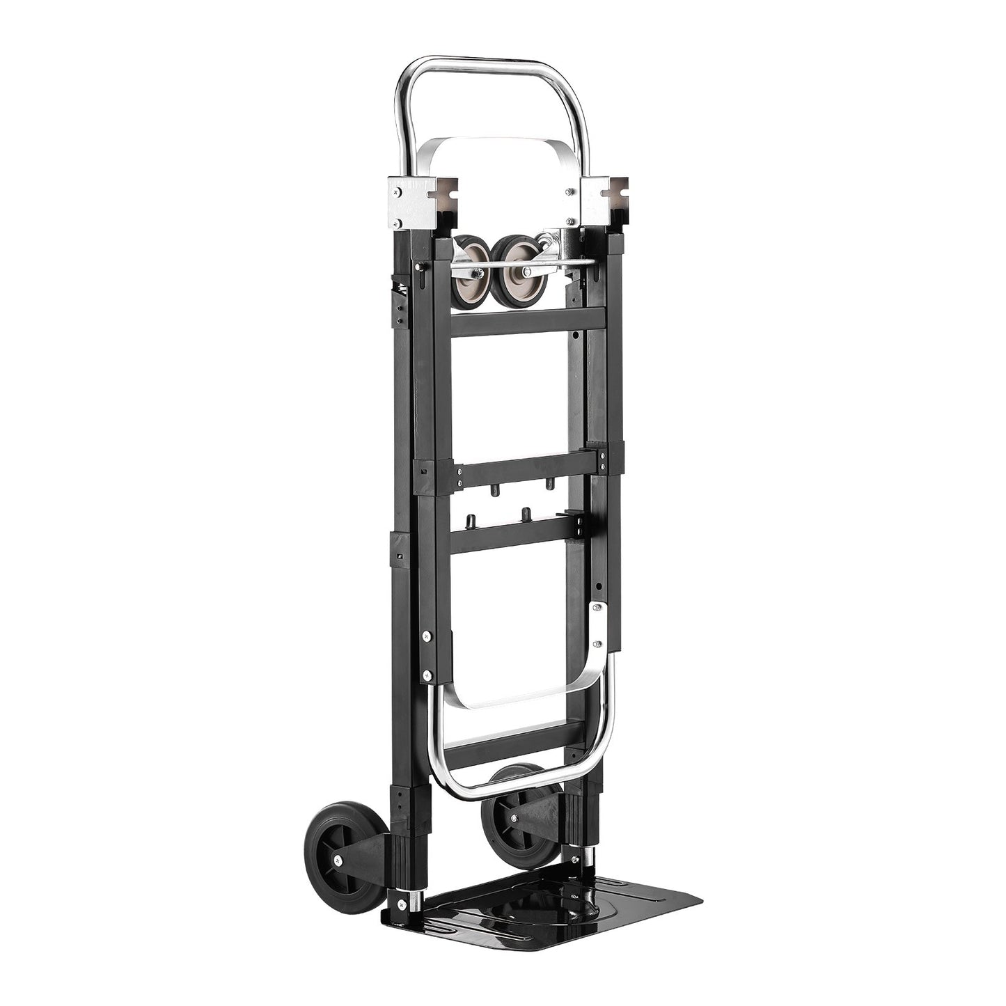 2 in 1 Folding Hand Truck, 226.9 kg Load Capacity for 4-Wheel Mode, Convertible Hand Truck Dolly with Wheels & Adjustable Handle, Portable Trolley Dolly for Moving Home, Office, Warehouse
