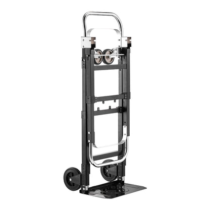 2 in 1 Folding Hand Truck, 226.9 kg Load Capacity for 4-Wheel Mode, Convertible Hand Truck Dolly with Wheels & Adjustable Handle, Portable Trolley Dolly for Moving Home, Office, Warehouse
