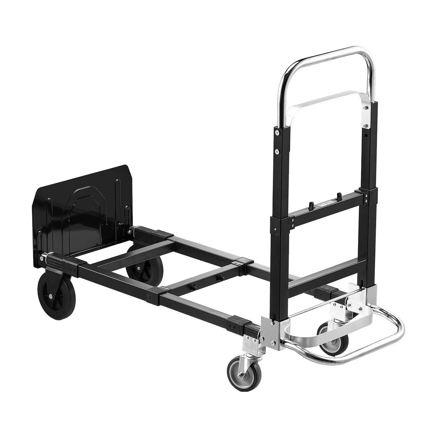 2 in 1 Folding Hand Truck, 226.9 kg Load Capacity for 4-Wheel Mode, Convertible Hand Truck Dolly with Wheels & Adjustable Handle, Portable Trolley Dolly for Moving Home, Office, Warehouse