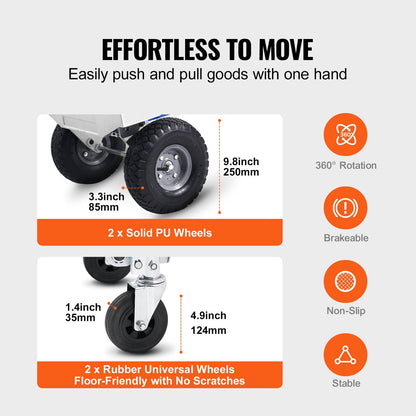 Heavy Duty Aluminum Convertible Hand Truck and Platform Cart, 363 kg Capacity