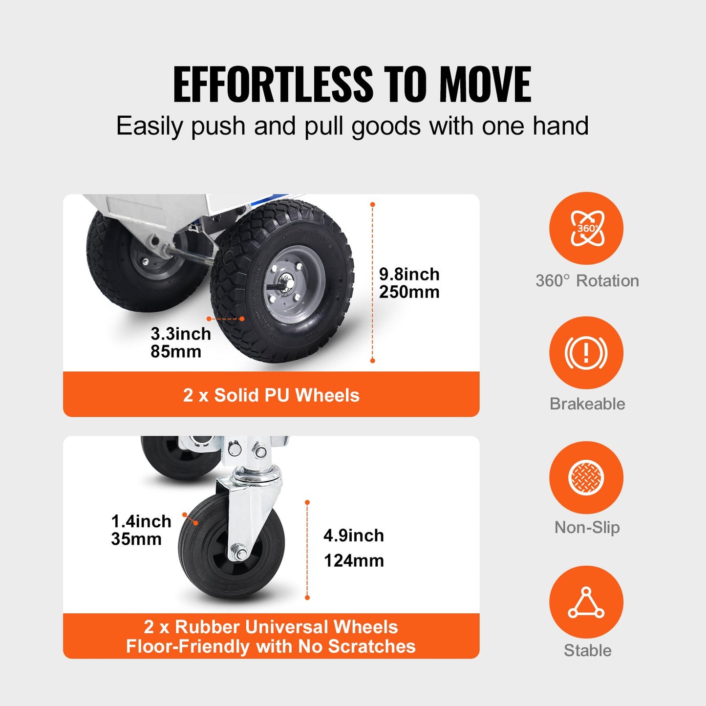 VEVOR Aluminum Hand Truck, 2 in 1, 363 kg Max Load Capacity, Heavy Duty Industrial