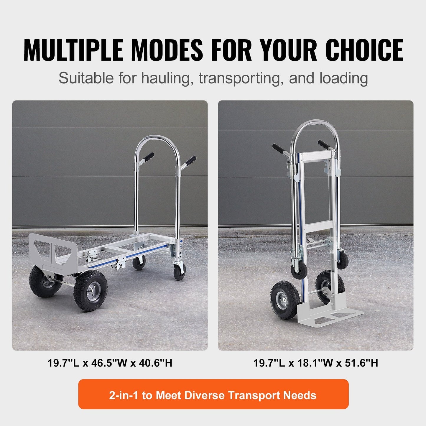 Heavy Duty Aluminum Convertible Hand Truck and Platform Cart, 363 kg Capacity