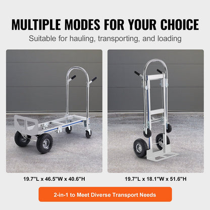Heavy Duty Aluminum Convertible Hand Truck and Platform Cart, 363 kg Capacity