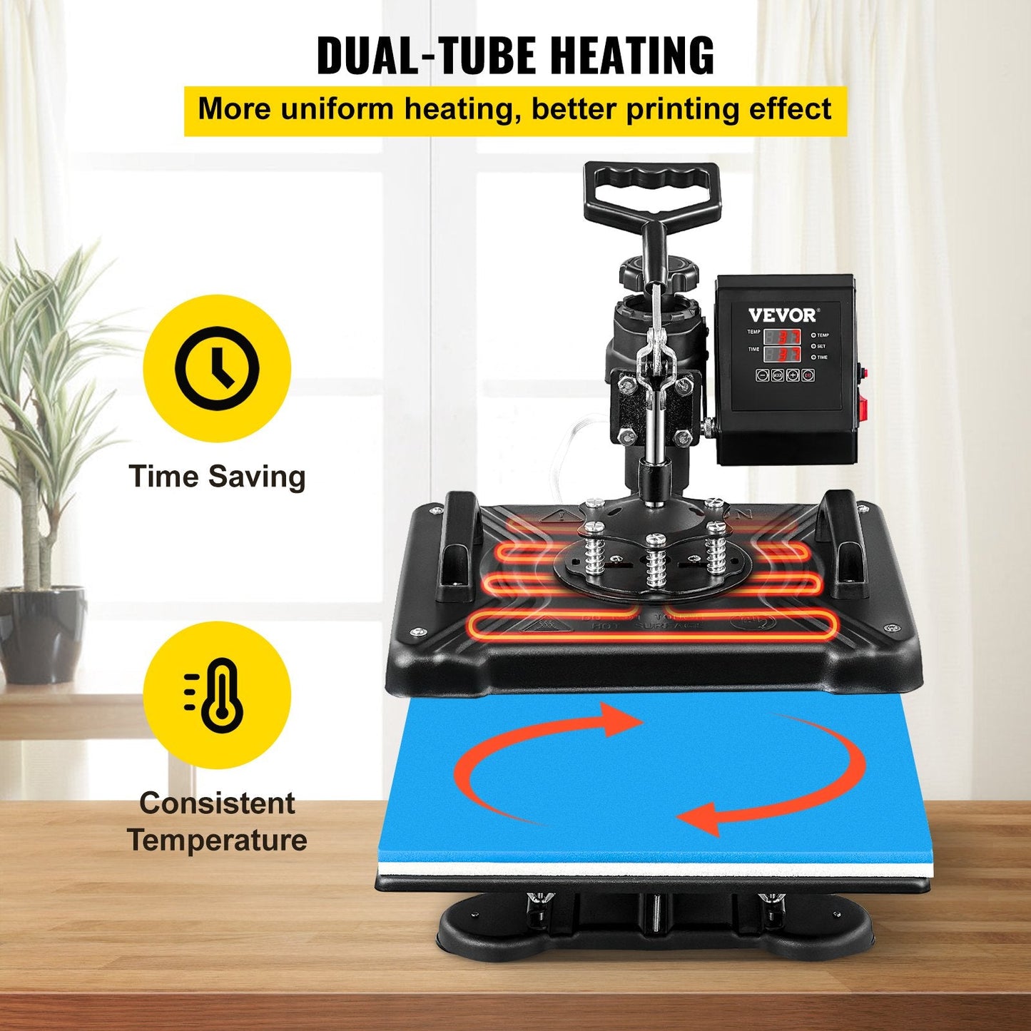 5-in-1 Heat Press Machine, 1250W, 30x38cm for DIY T-Shirts, Hats & Shoes
