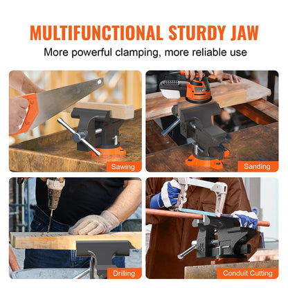 Heavy Duty 11.5 cm Bench Vise with 240° Swivel and Anvil
