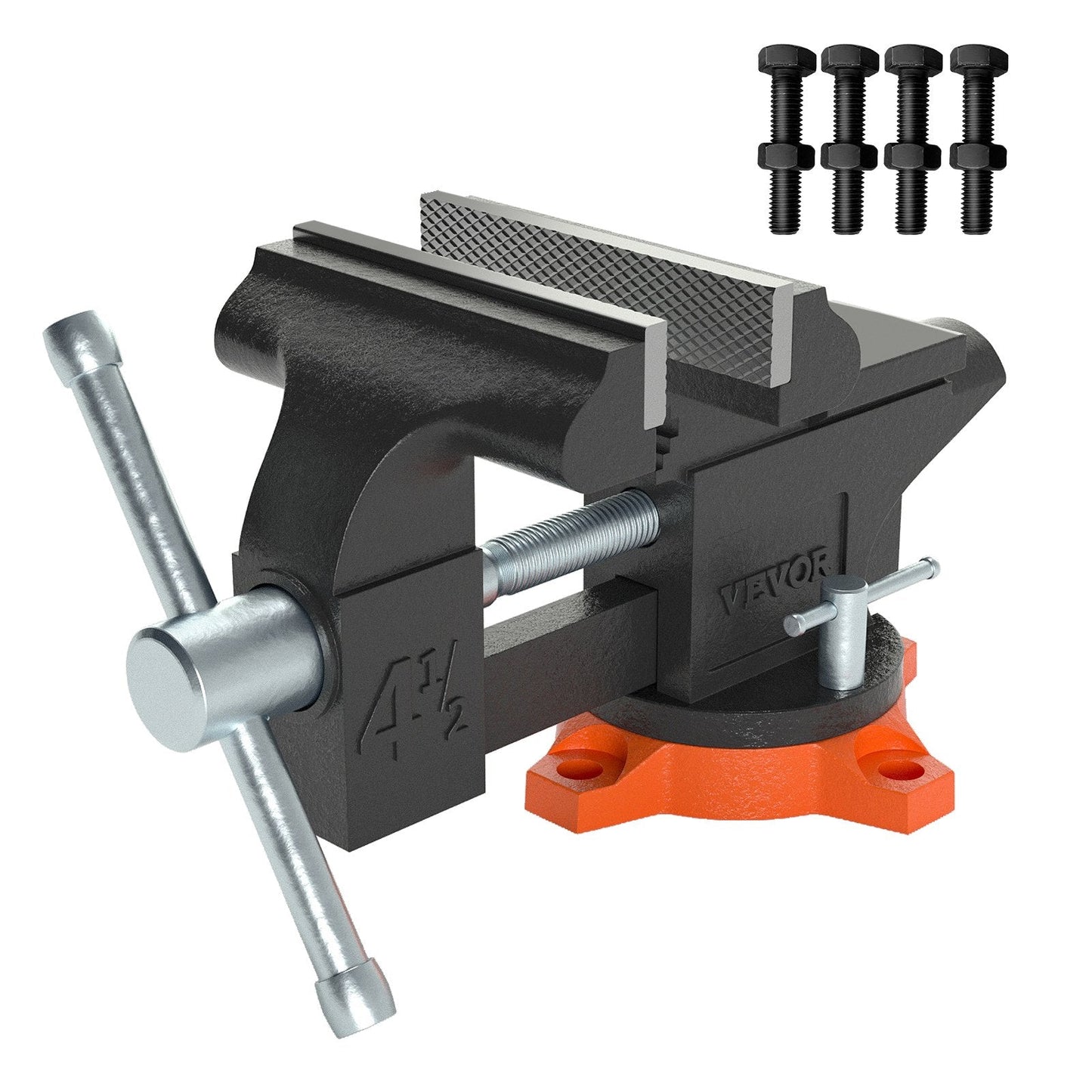 Heavy Duty 11.5 cm Bench Vise with 240° Swivel and Anvil