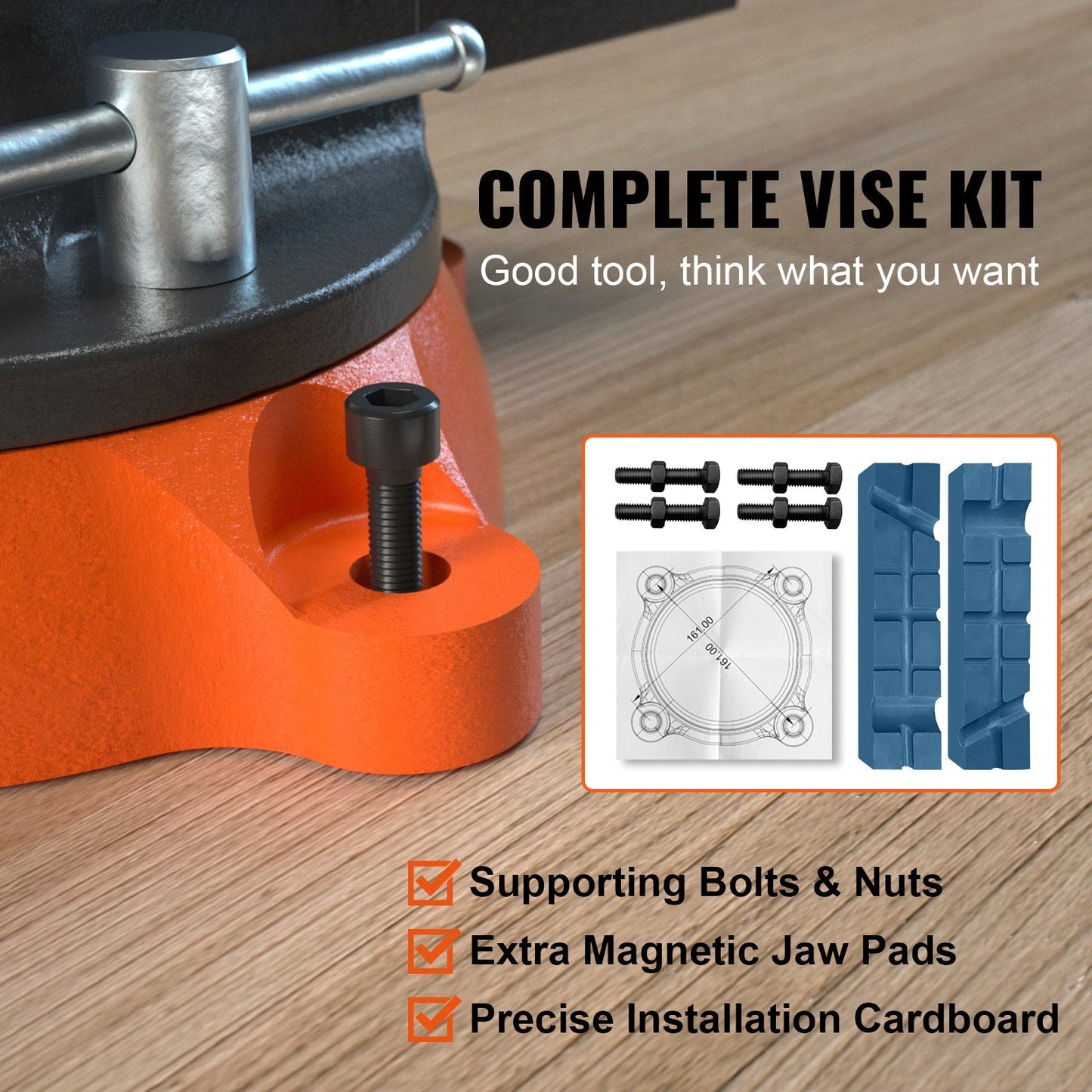 Heavy Duty 16.7cm Bench Vise with 360° Swivel Base & Anvil, Ductile Iron