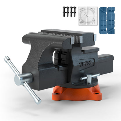 Heavy Duty 16.7cm Bench Vise with 360° Swivel Base & Anvil, Ductile Iron