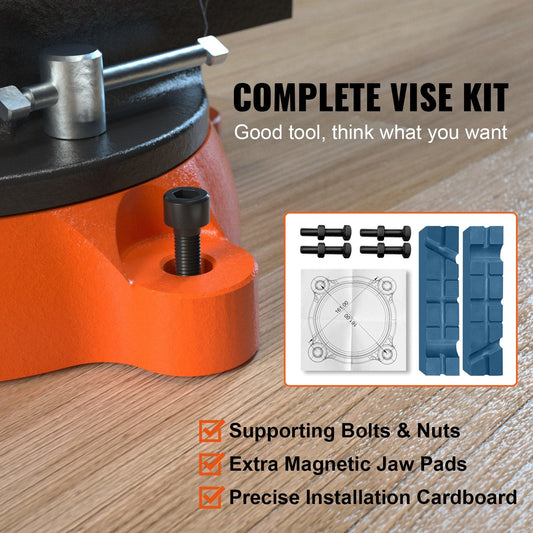 Heavy Duty 15 cm Bench Vise with Anvil and 360° Swivel Locking Base