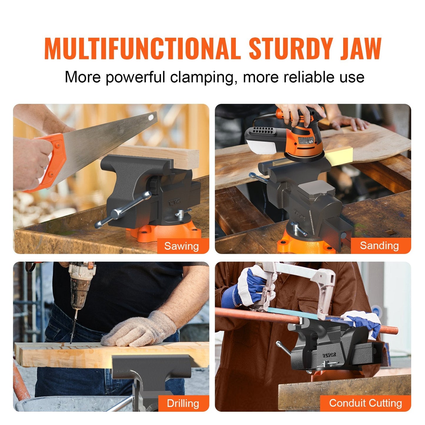 Heavy Duty 15 cm Bench Vise with Anvil and 360° Swivel Locking Base