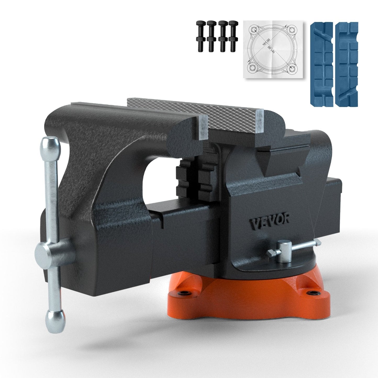 Heavy Duty 15 cm Bench Vise with Anvil and 360° Swivel Locking Base