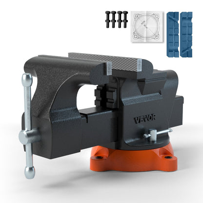 Heavy Duty 15 cm Bench Vise with Anvil and 360° Swivel Locking Base