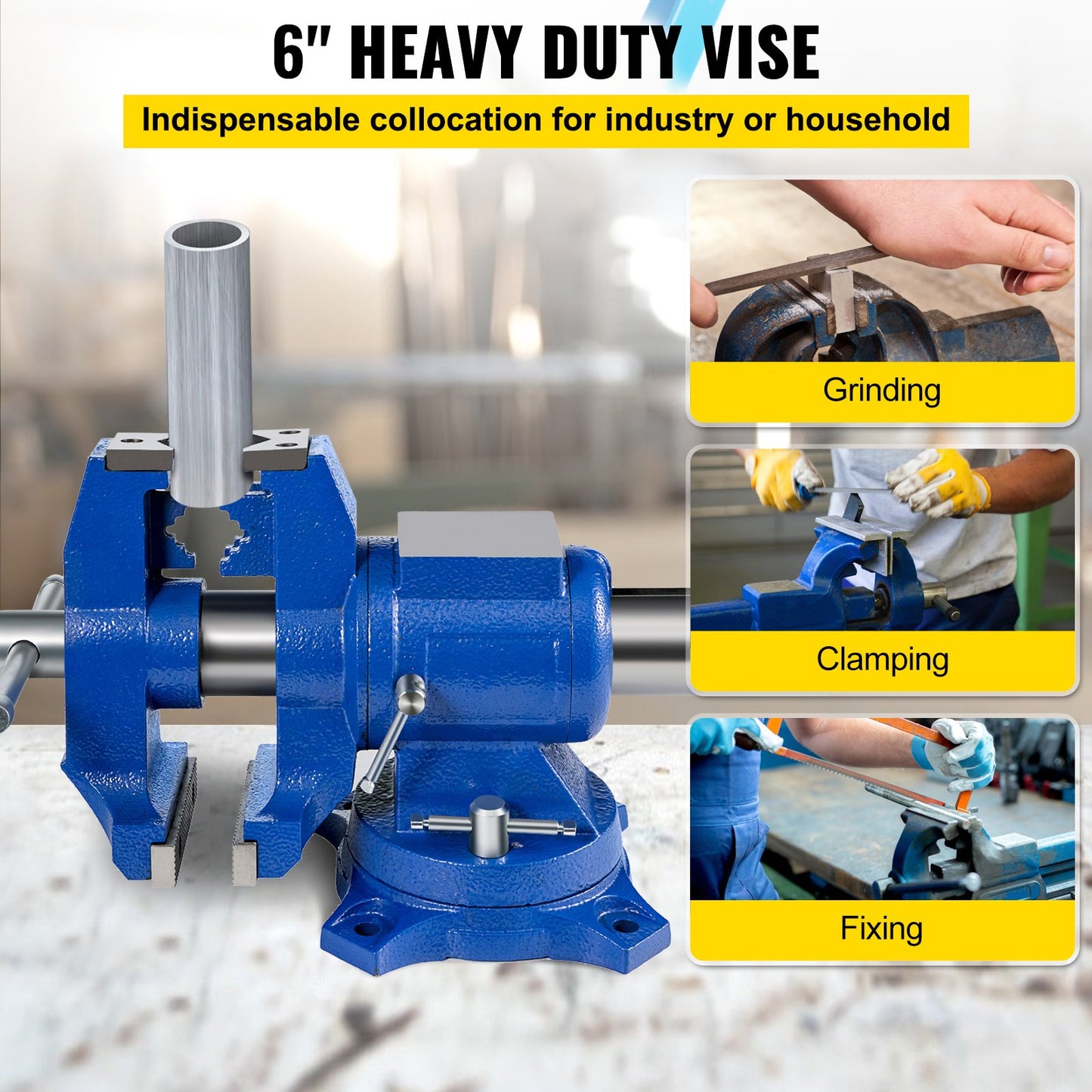 VEVOR Multipurpose Bench Vise 5" 30Kn Heavy Duty with 360° Swivel Base and Head
