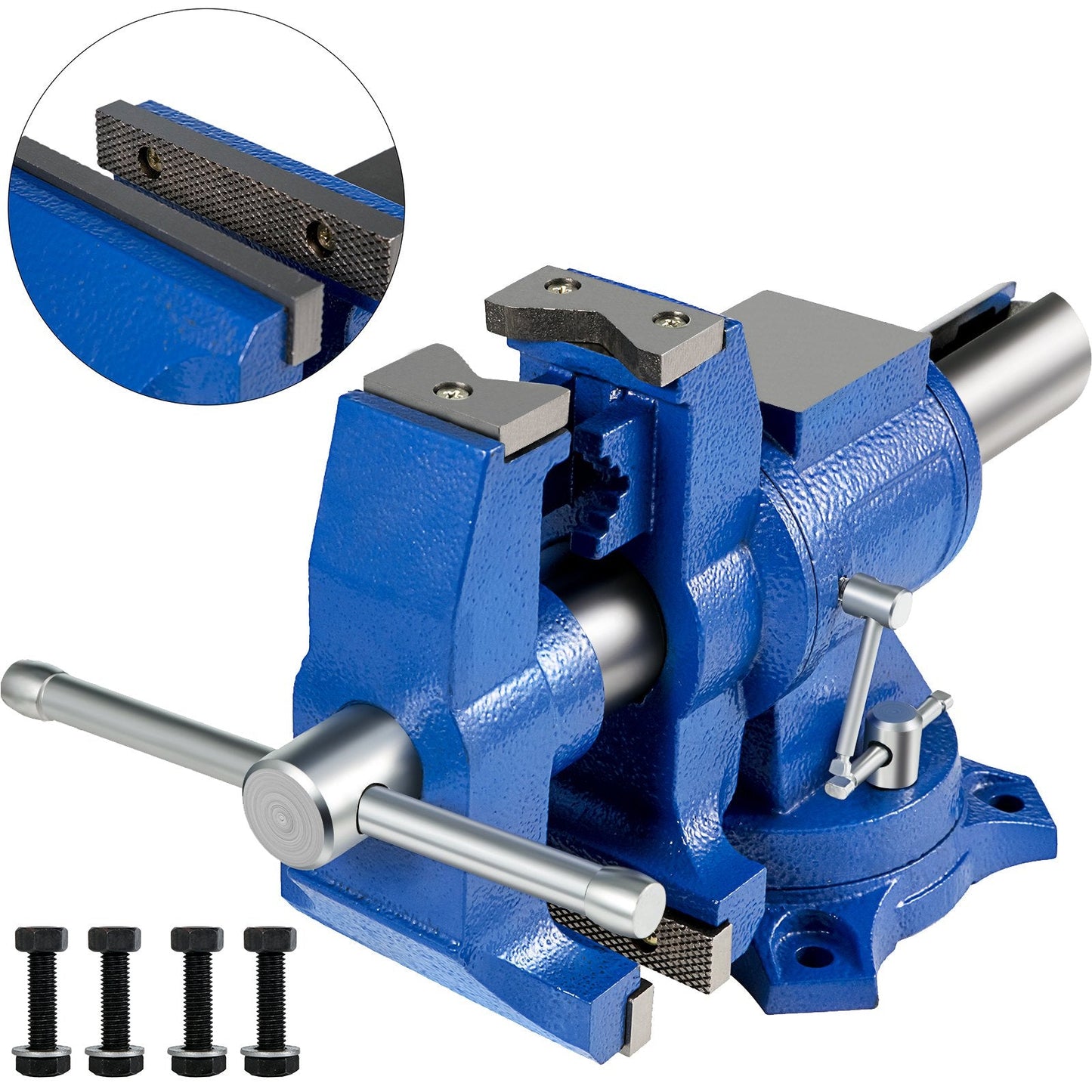 Heavy Duty 0.13m Bench Vise with 360° Swivel Base, Dual Clamps, High Precision