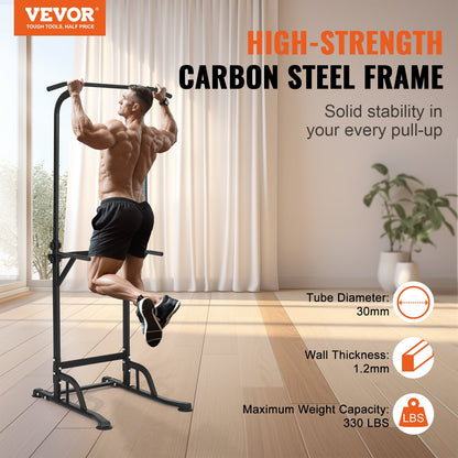 VEVOR Power Tower Dip Station, 10-Level Height Adjustable Pull Up Bar Stand, Multi-Function