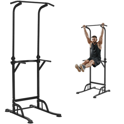 VEVOR Power Tower Dip Station, 10-Level Height Adjustable Pull Up Bar Stand, Multi-Function