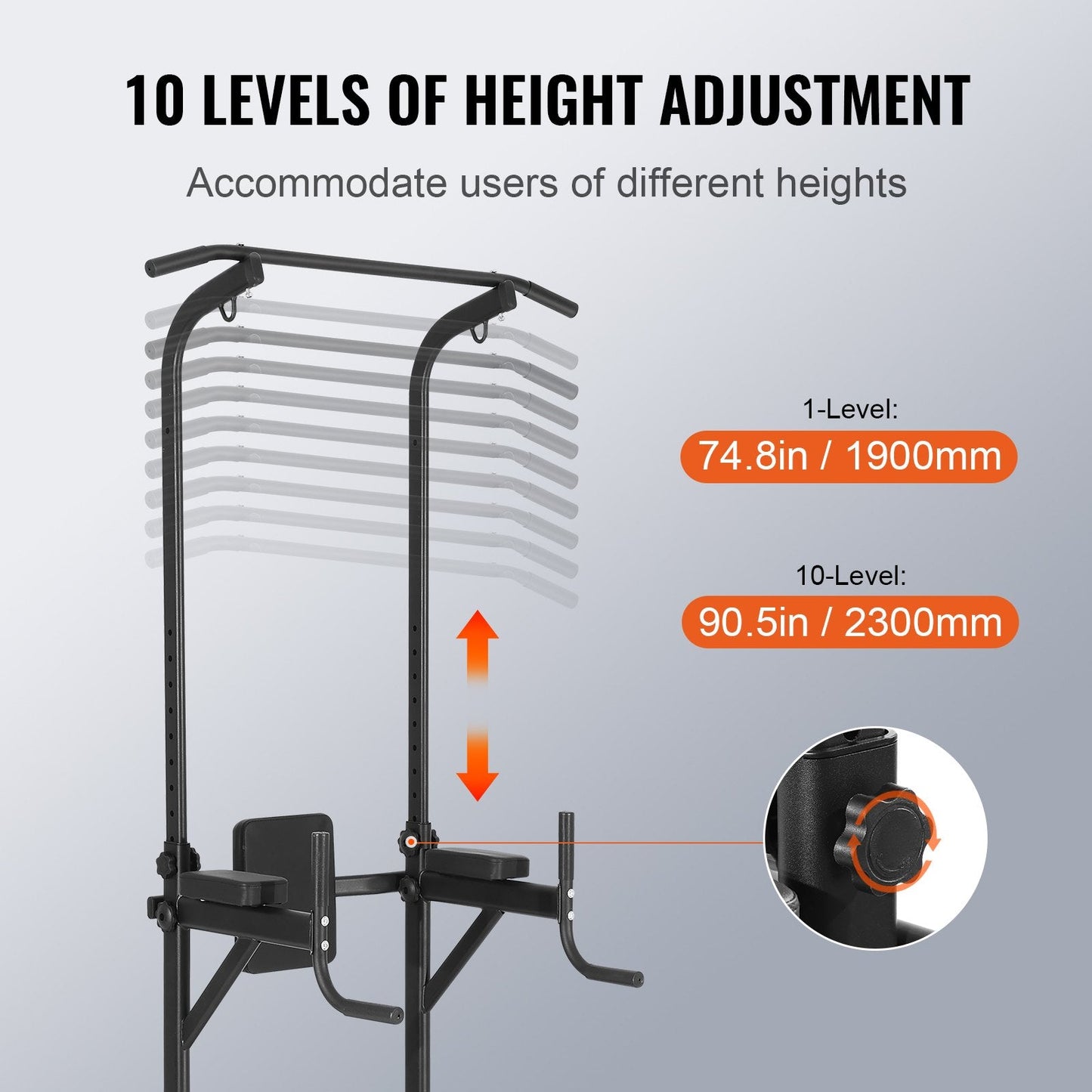 Adjustable Power Tower with Bench, 10-Level Pull-Up Bar & Dip Station for Home Gym