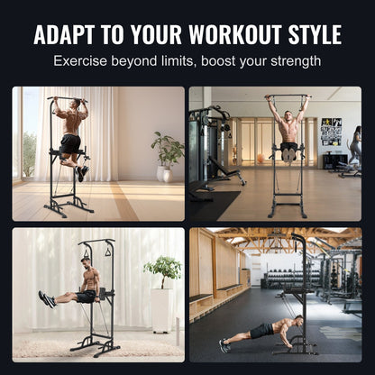 Adjustable Power Tower Dip Station with Pull-Up Bar and Backrest, 200 Kg Capacity