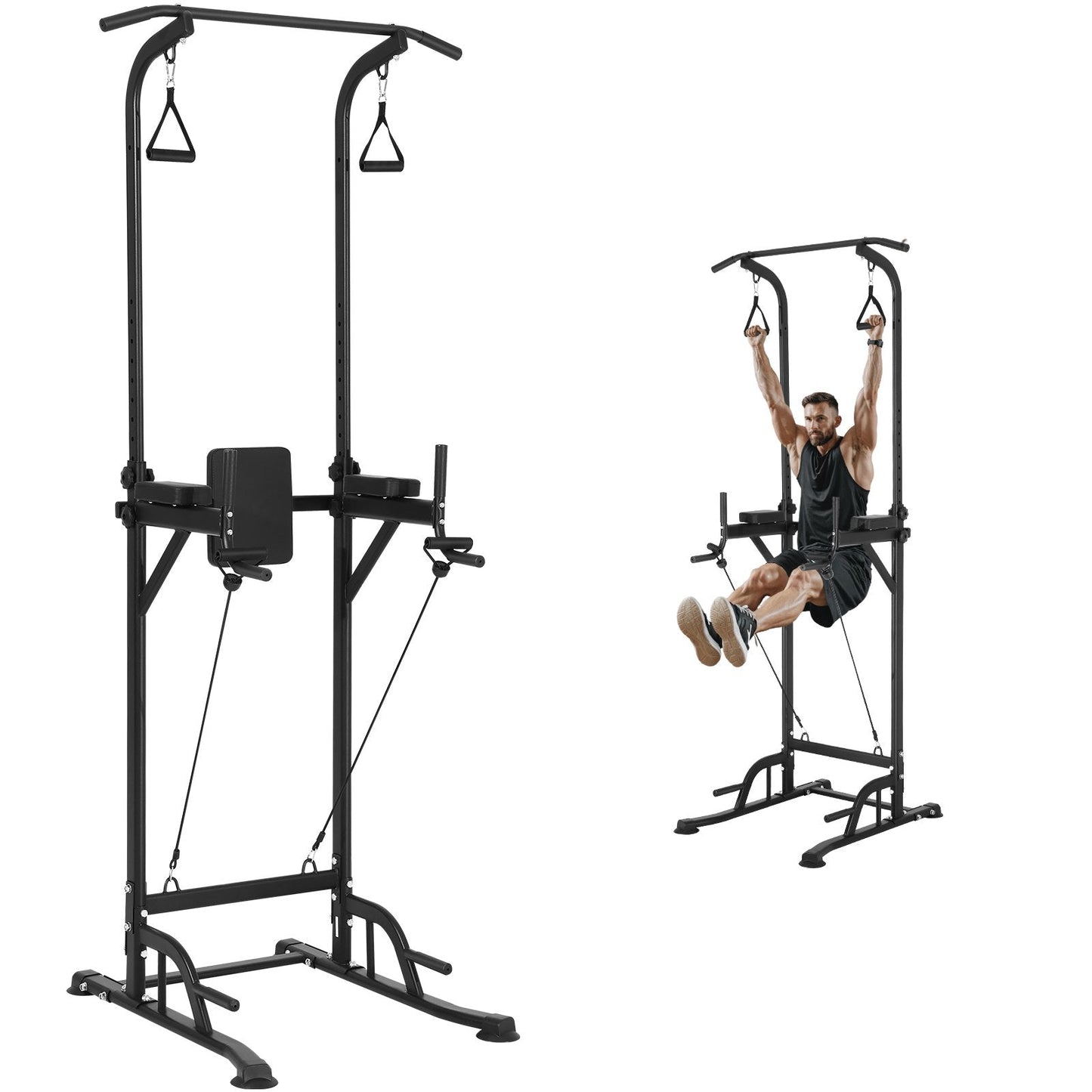 Adjustable Power Tower Dip Station with Pull-Up Bar and Backrest, 200 Kg Capacity