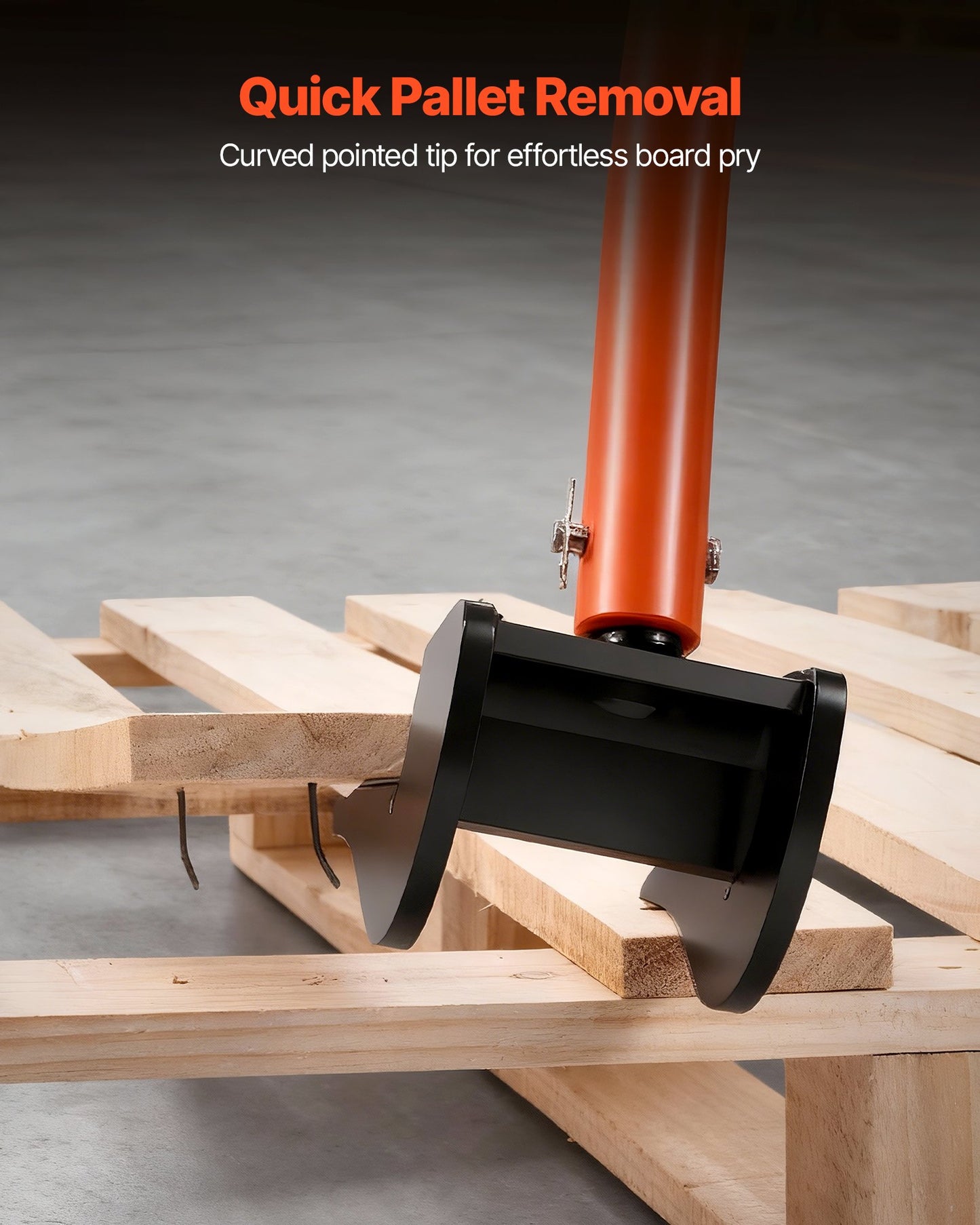 Pallet Buster Tool, 1.27 m Carbon Steel Handle Wrecking Pry Bar, 907 kg Weight Capacity, Heavy Duty Deck Board Removal Tool, Breaker Bar for Flooring, Framing, Roofing, Trim, Drywall