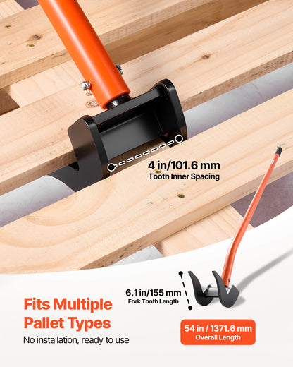 Pallet Buster Tool, 1.27 m Carbon Steel Handle Wrecking Pry Bar, 907 kg Weight Capacity, Heavy Duty Deck Board Removal Tool, Breaker Bar for Flooring, Framing, Roofing, Trim, Drywall