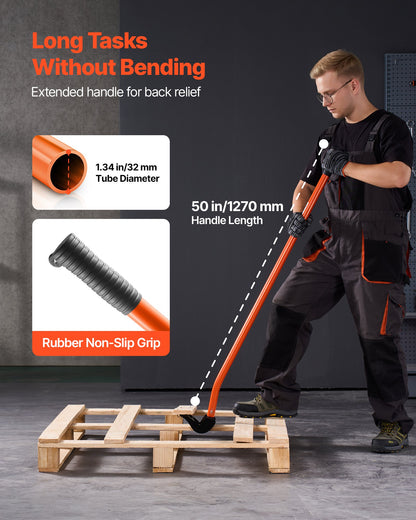 Pallet Buster Tool, 1.27 m Carbon Steel Handle Wrecking Pry Bar, 907 kg Weight Capacity, Heavy Duty Deck Board Removal Tool, Breaker Bar for Flooring, Framing, Roofing, Trim, Drywall