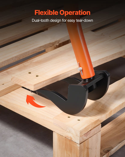 Pallet Buster Tool, 1.27 m Carbon Steel Handle Wrecking Pry Bar, 907 kg Weight Capacity, Heavy Duty Deck Board Removal Tool, Breaker Bar for Flooring, Framing, Roofing, Trim, Drywall