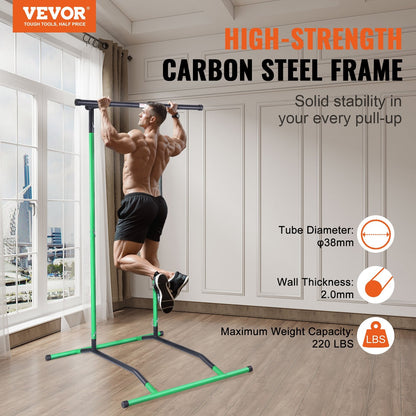 Adjustable Height Multi-Function Power Tower for Home Gym, 100 kg Capacity, Black/Green