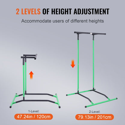Adjustable Height Multi-Function Power Tower for Home Gym, 100 kg Capacity, Black/Green