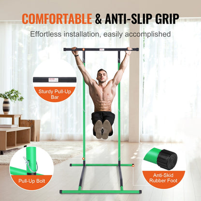 Adjustable Height Multi-Function Power Tower for Home Gym, 100 kg Capacity, Black/Green