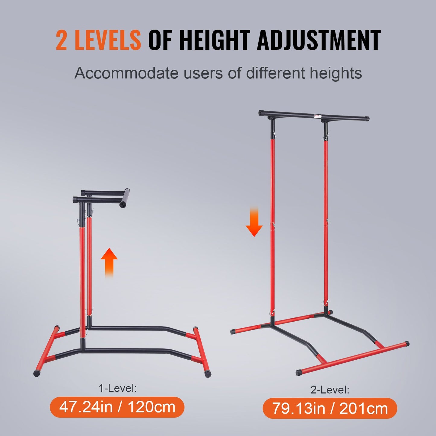 VEVOR Power Tower Dip Station, 2-Level Height Adjustable Pull Up Bar Stand, Multi-Function