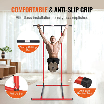 Adjustable Multi-Function Power Tower Dip Station, 2-Level Pull Up Bar, 100 kg Capacity