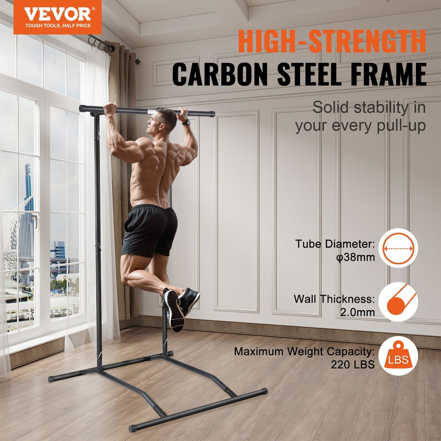 Adjustable Multi-Function Power Tower Dip Station for Home Gym, 100 kg Capacity