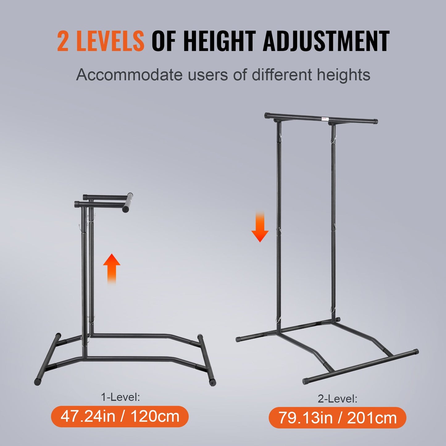 VEVOR Power Tower Dip Station, 2-Level Height Adjustable Pull Up Bar Stand, Multi-Function