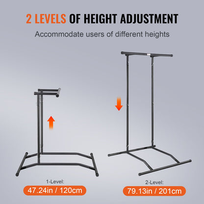 VEVOR Power Tower Dip Station, 2-Level Height Adjustable Pull Up Bar Stand, Multi-Function