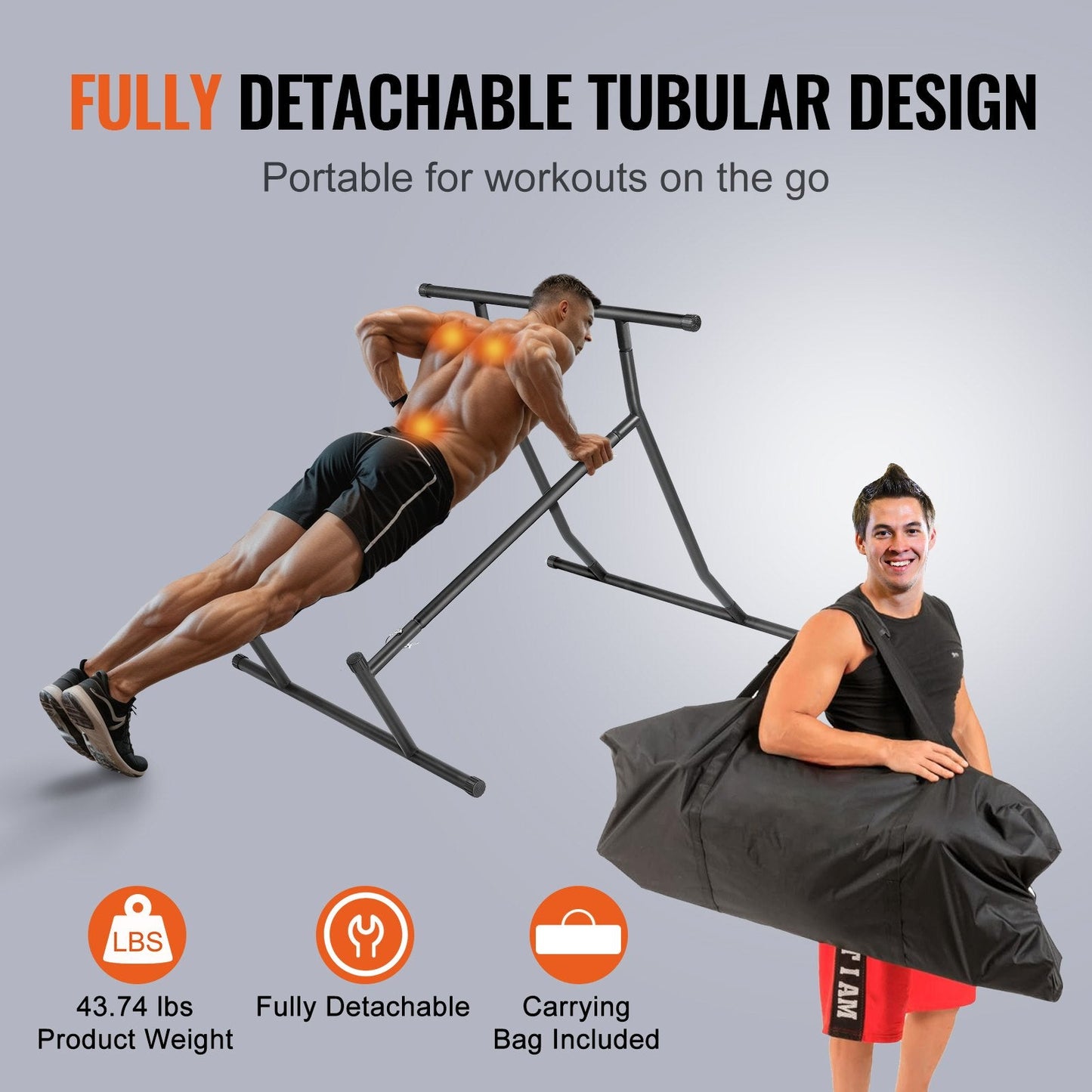 Adjustable Multi-Function Power Tower Dip Station for Home Gym, 100 kg Capacity