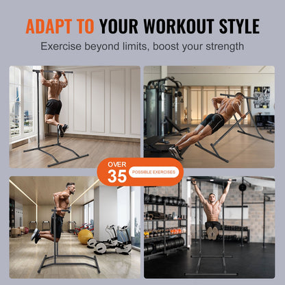VEVOR Power Tower Dip Station, 2-Level Height Adjustable Pull Up Bar Stand, Multi-Function