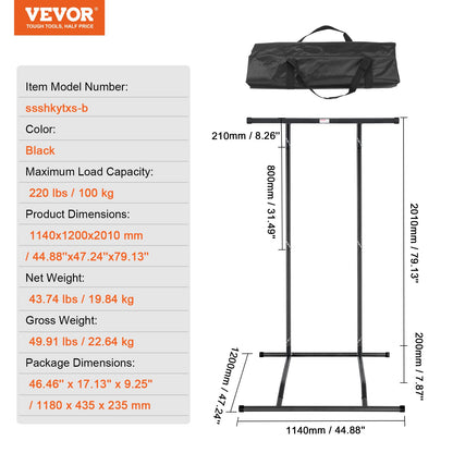VEVOR Power Tower Dip Station, 2-Level Height Adjustable Pull Up Bar Stand, Multi-Function