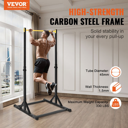 VEVOR Power Tower Dip Station, 8-Level Height Adjustable Pull Up Bar Stand, Multi-Function