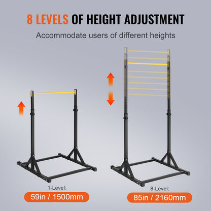 VEVOR Power Tower Dip Station, 8-Level Height Adjustable Pull Up Bar Stand, Multi-Function