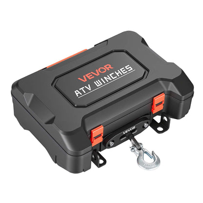 Portable Winch, 1587 kg 12V DC Electric Winch with Synthetic Rope, Wireless & Wired Remotes, Box-Style Recovery Kit with Fairlead, Clevis Hook, Strap for ATV UTV Off-Road Outdoor Pulling Tasks