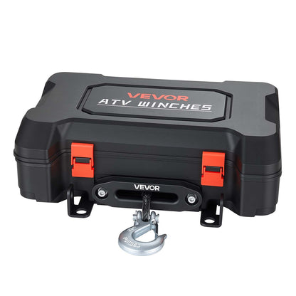 Portable Winch, 2721 kg 12V DC Electric Winch with Synthetic Rope, Wireless & Wired Remotes, Box-Style Recovery Kit with Fairlead, Clevis Hook, Strap for ATV UTV Off-Road Outdoor Pulling Tasks