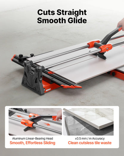 1000 mm Manual Tile Cutter, Upgraded Sliding Head Cutting Tool with Spring-Loaded Base, Angle Fence, Tungsten Carbide Cutting Wheel, Alignment Guide, for DIY Pros, Ceramic, Floor & Wall Tiles