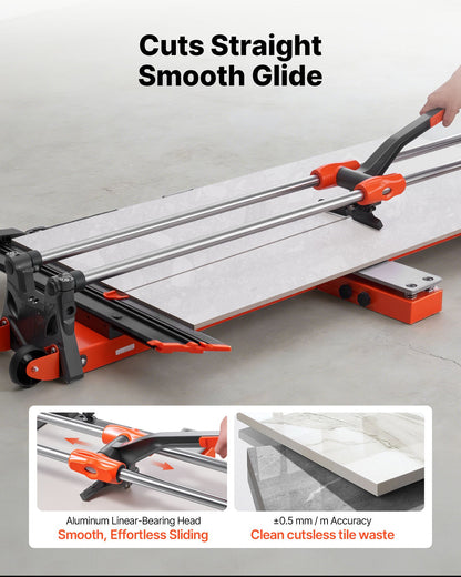 1200 mm Manual Tile Cutter, Upgraded Sliding Head Cutting Tool with Spring-Loaded Base, Angle Fence, Tungsten Carbide Cutting Wheel, Alignment Guide, for DIY Pros, Ceramic, Floor & Wall Tiles