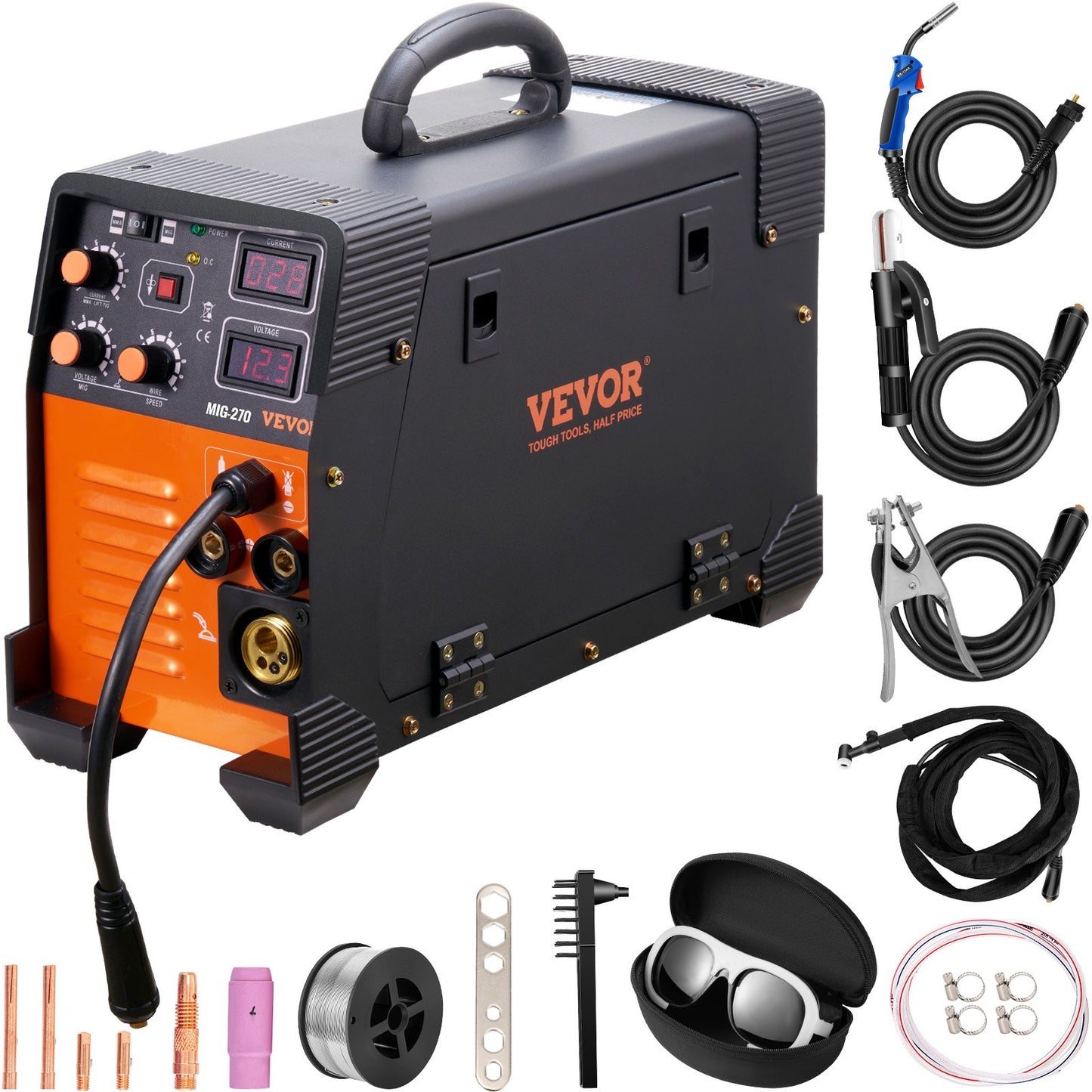 Vevor Mig Welder Welding Machine MIG-270 MIG MMA TIG IGBT DC Inverter Welder Digital